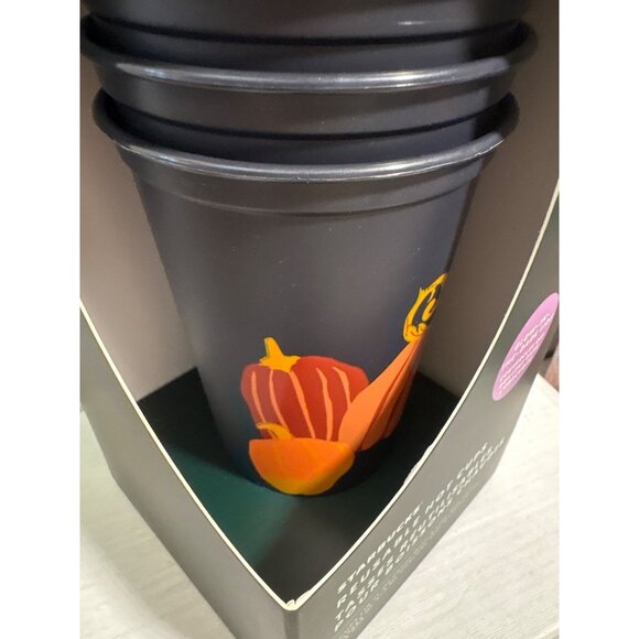 Starbucks Reusable Hot Cups Glow In The Dark Lids Set Of 6 Halloween 2021 NEW 16 - Picture 3 of 8